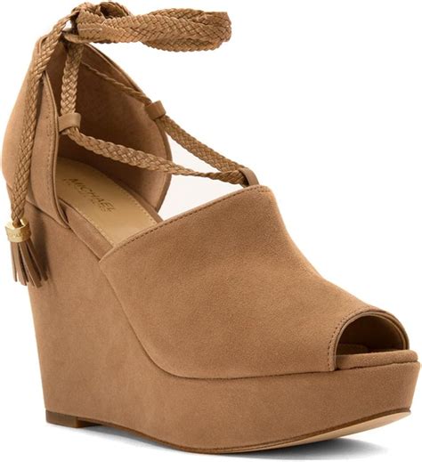 michael kors hastings suede wedge|Michael Michael Kors Women's Hastings Wedges, Dark Khaki, 10 .